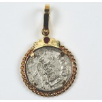 Ancient Roman Silver Denarius of Maximinus 235-238 A.D. in 14kt Gold Pendant